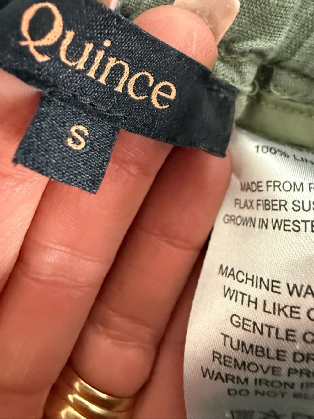 Quince 100% European Linen Pants Women S Sage Green Wide Leg Drawstring Pockets - Picture 3 of 7